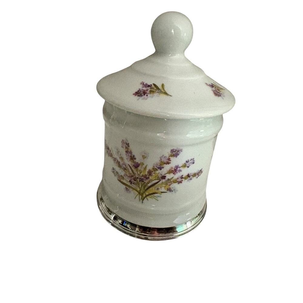 Cottagecore White Ceramic Storage Jar with Lid Limoges Made in France